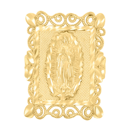 10K Yellow Gold Womens Diamond-Cut Guadalupe Religious Ring