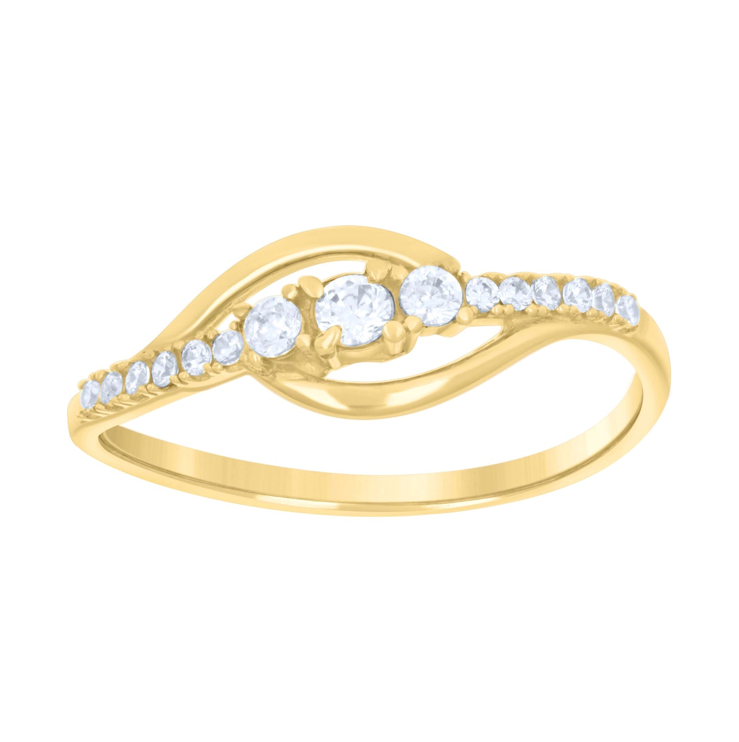 14K Yellow Gold Womens Cubic-Zirconia Fashion Ring