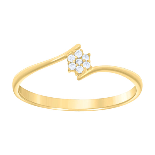 14K Yellow Gold Womens Cubic-Zirconia Flower Fashion Ring