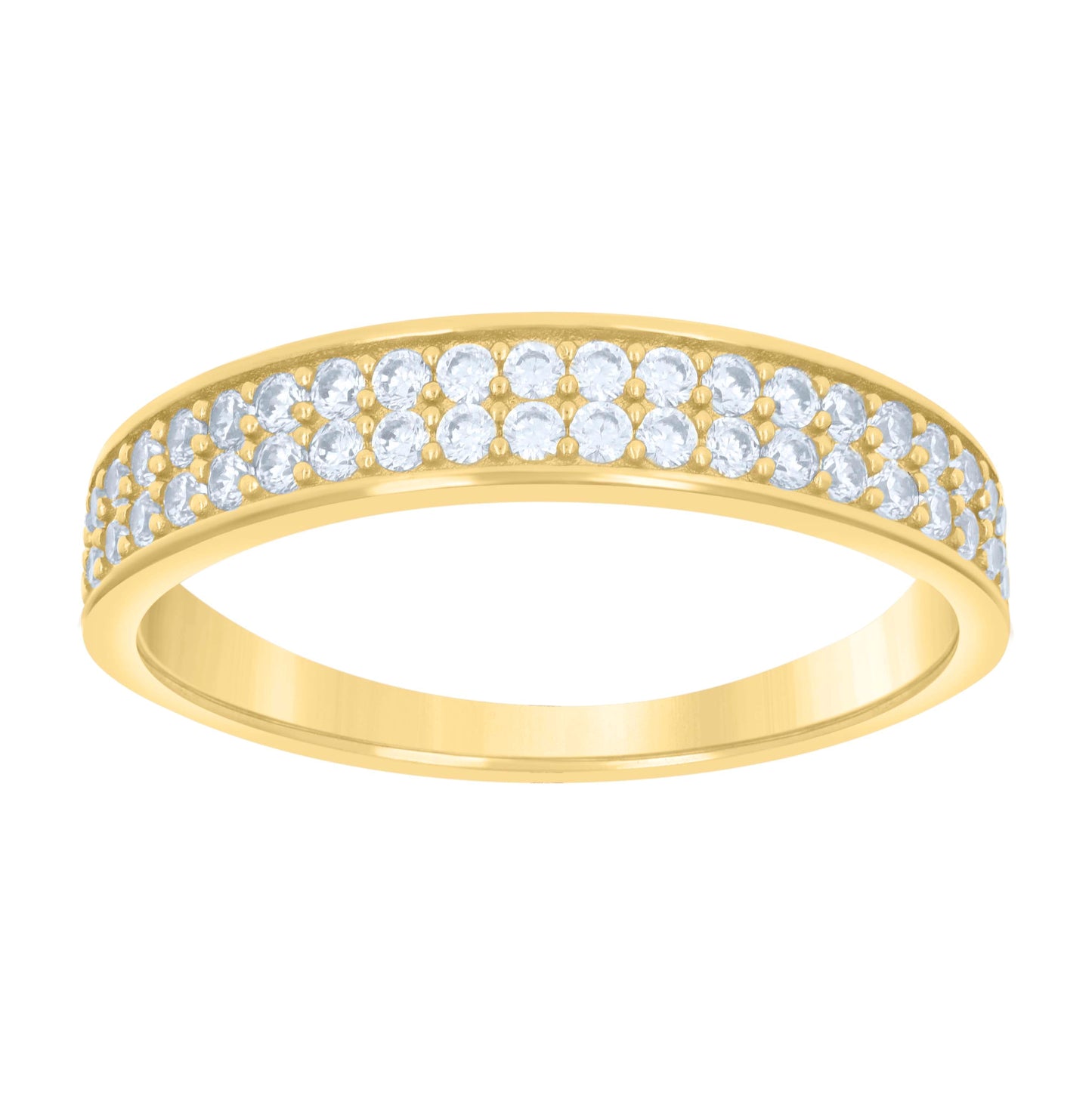 14K Yellow Gold Womens Cubic-Zirconia Two Row Cubic-Zirconia Fashion Ring