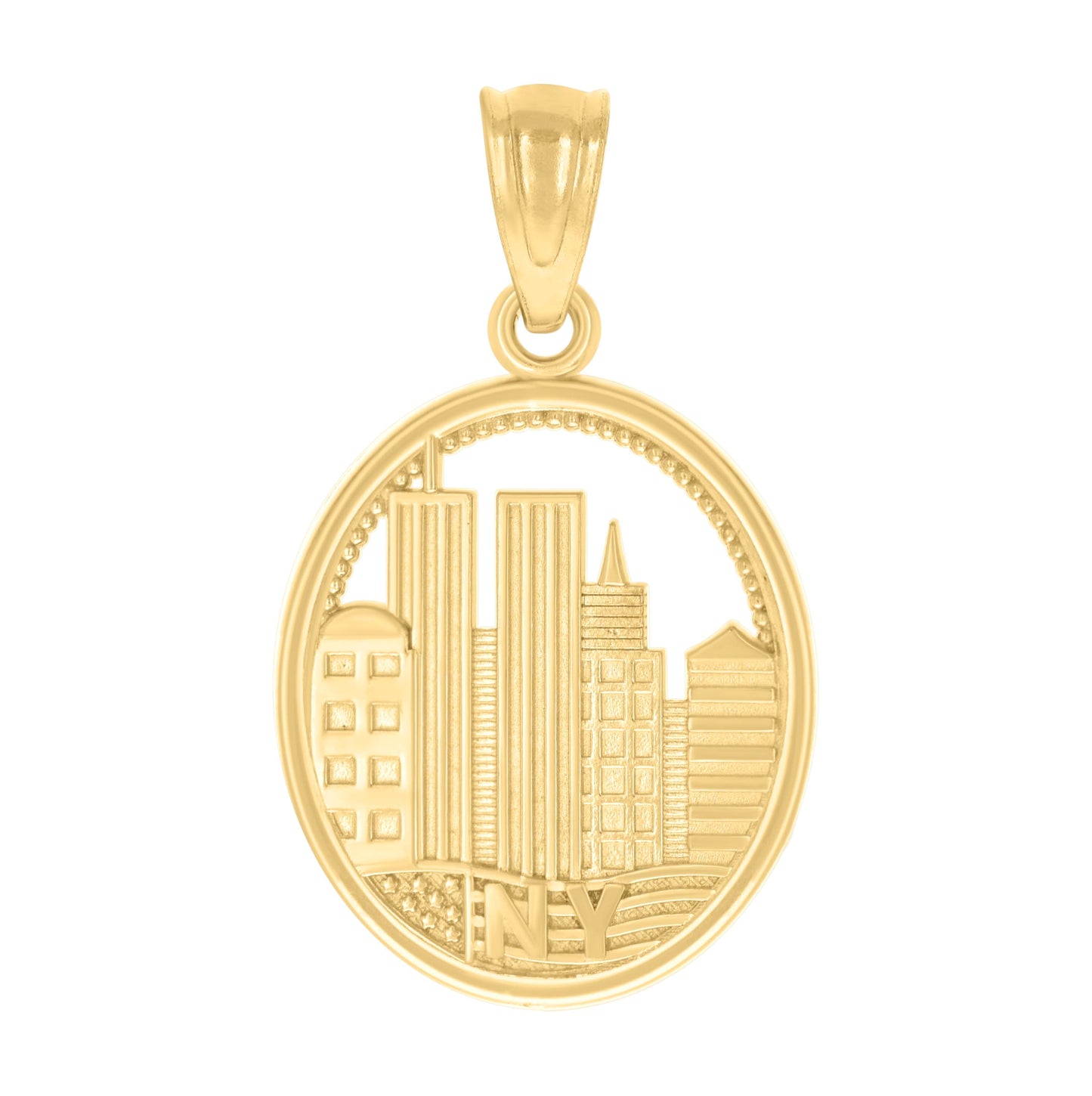14K Yellow Gold Womens New York Skyline Charm Pendant