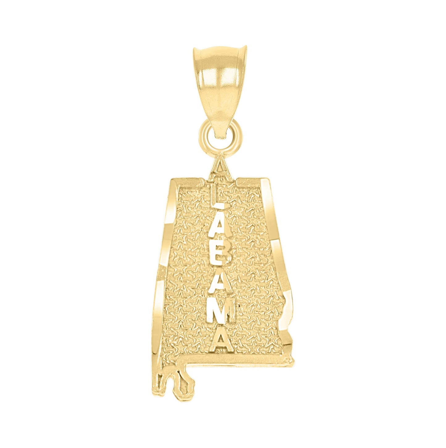 10K Yellow Gold Textured State Map Charm Pendant
