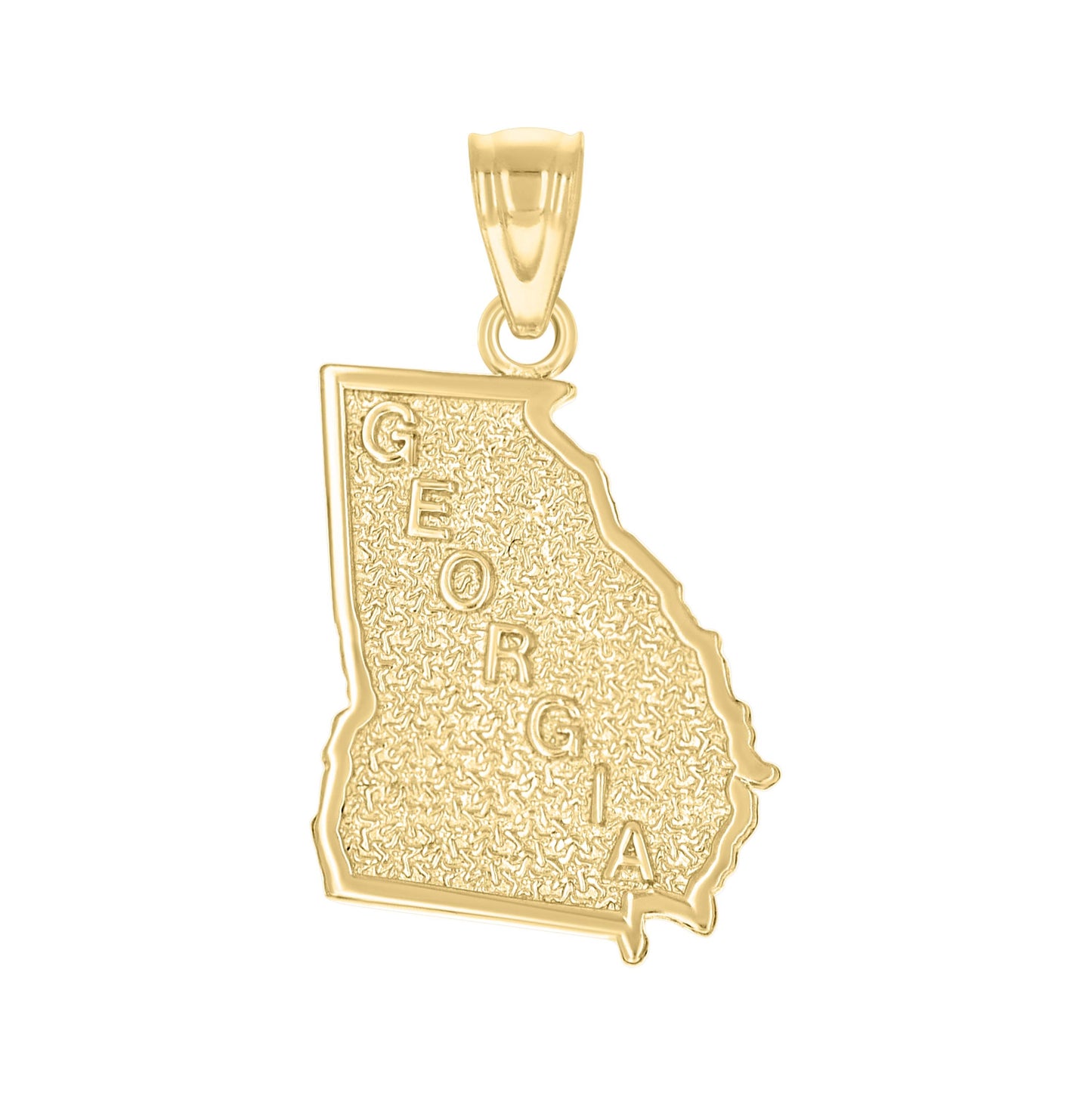 10K Yellow Gold Textured State Map Charm Pendant