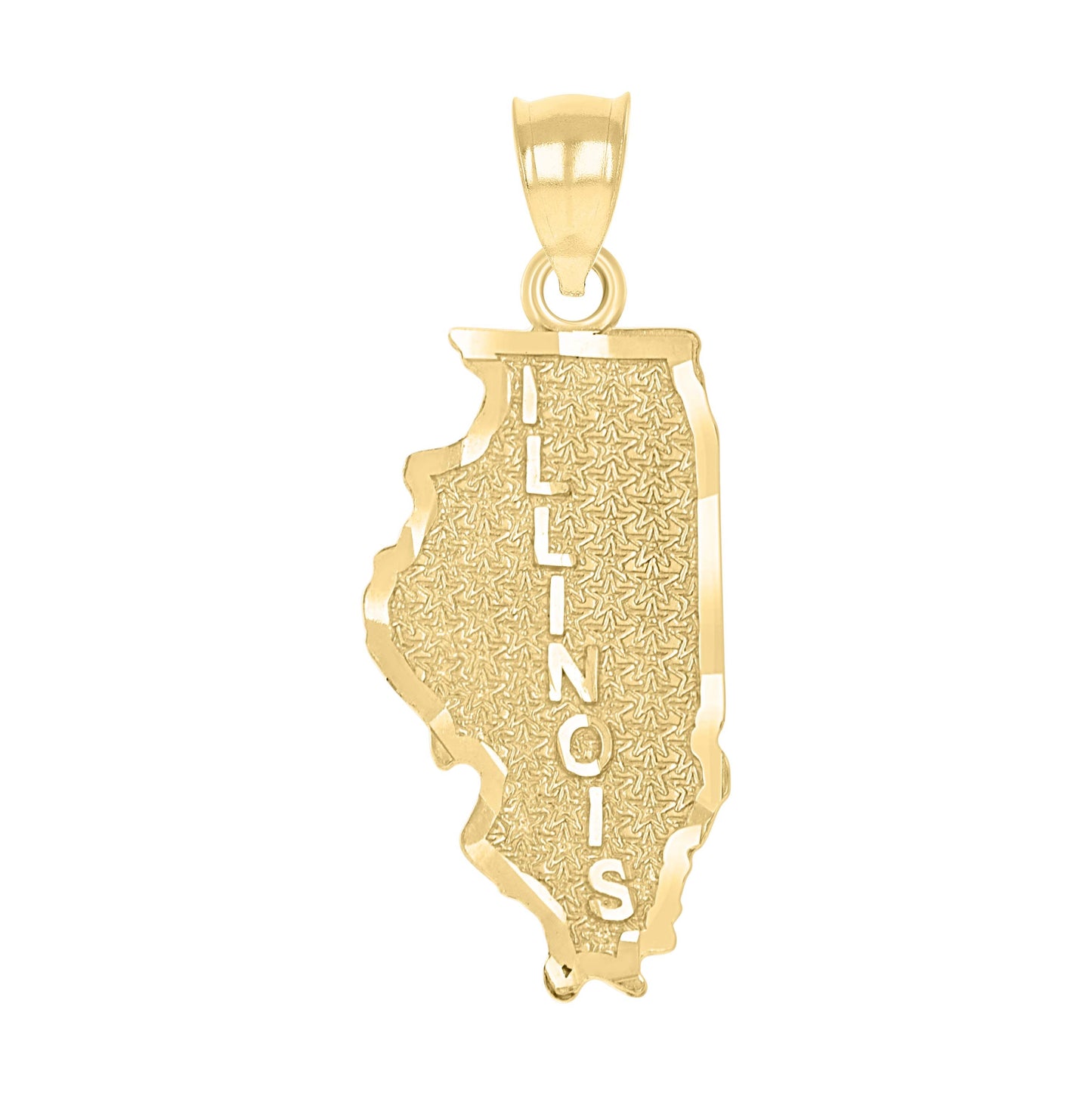 10K Yellow Gold Textured State Map Charm Pendant