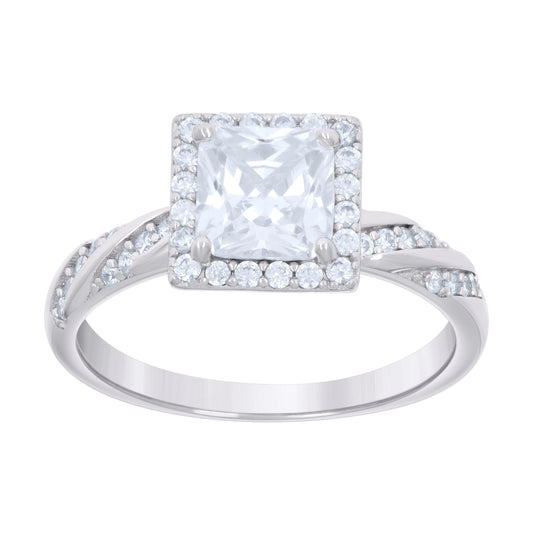 Sterling Silver Womens 1.95ct Moissanite Square Head Bridal Anniversary Engagement Wedding Ring