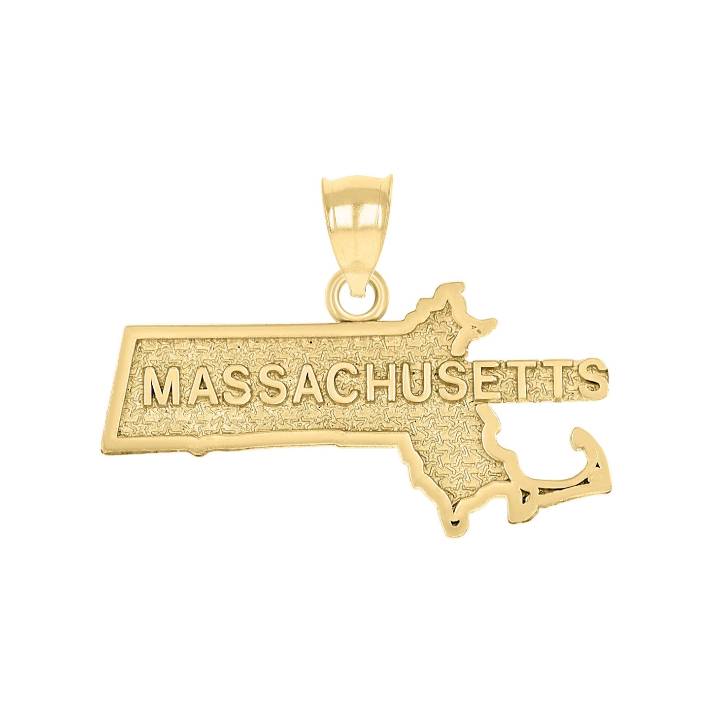 10K Yellow Gold Textured State Map Charm Pendant