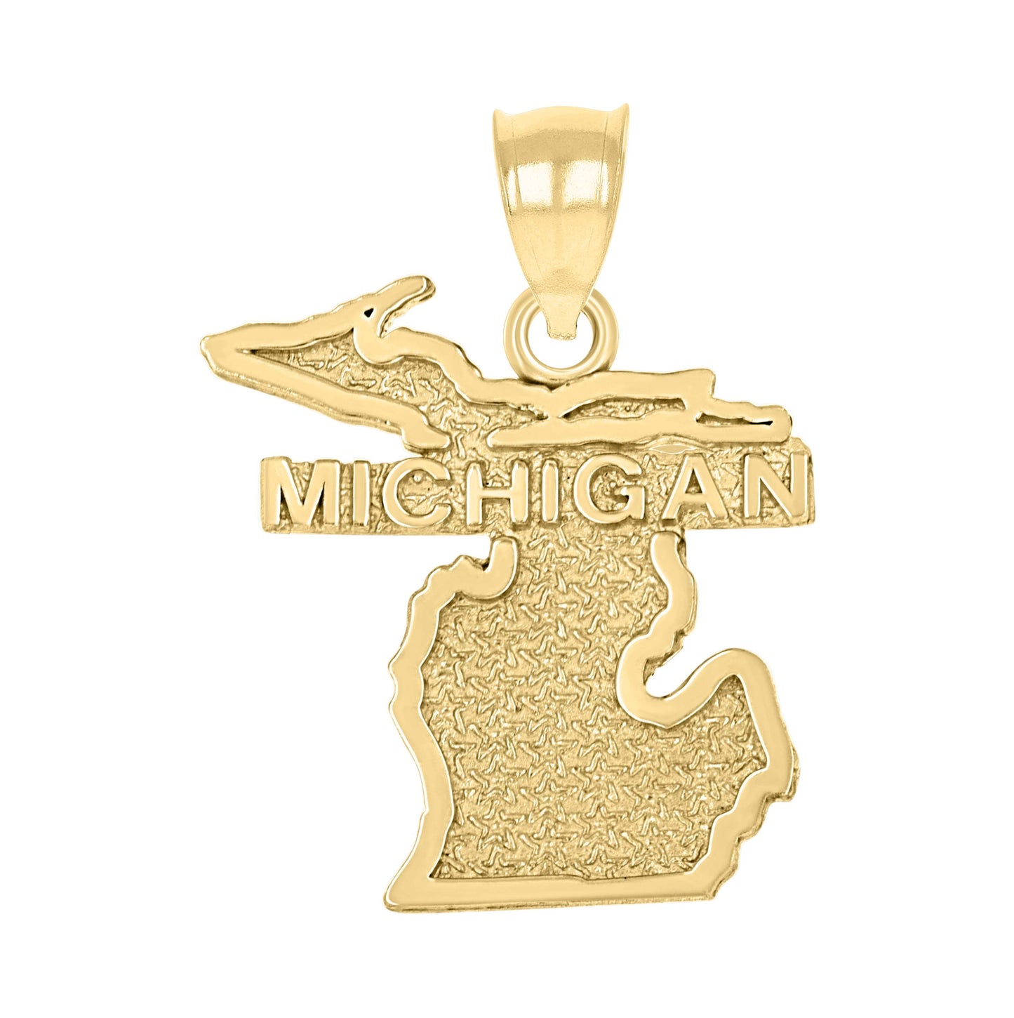 10K Yellow Gold Textured State Map Charm Pendant