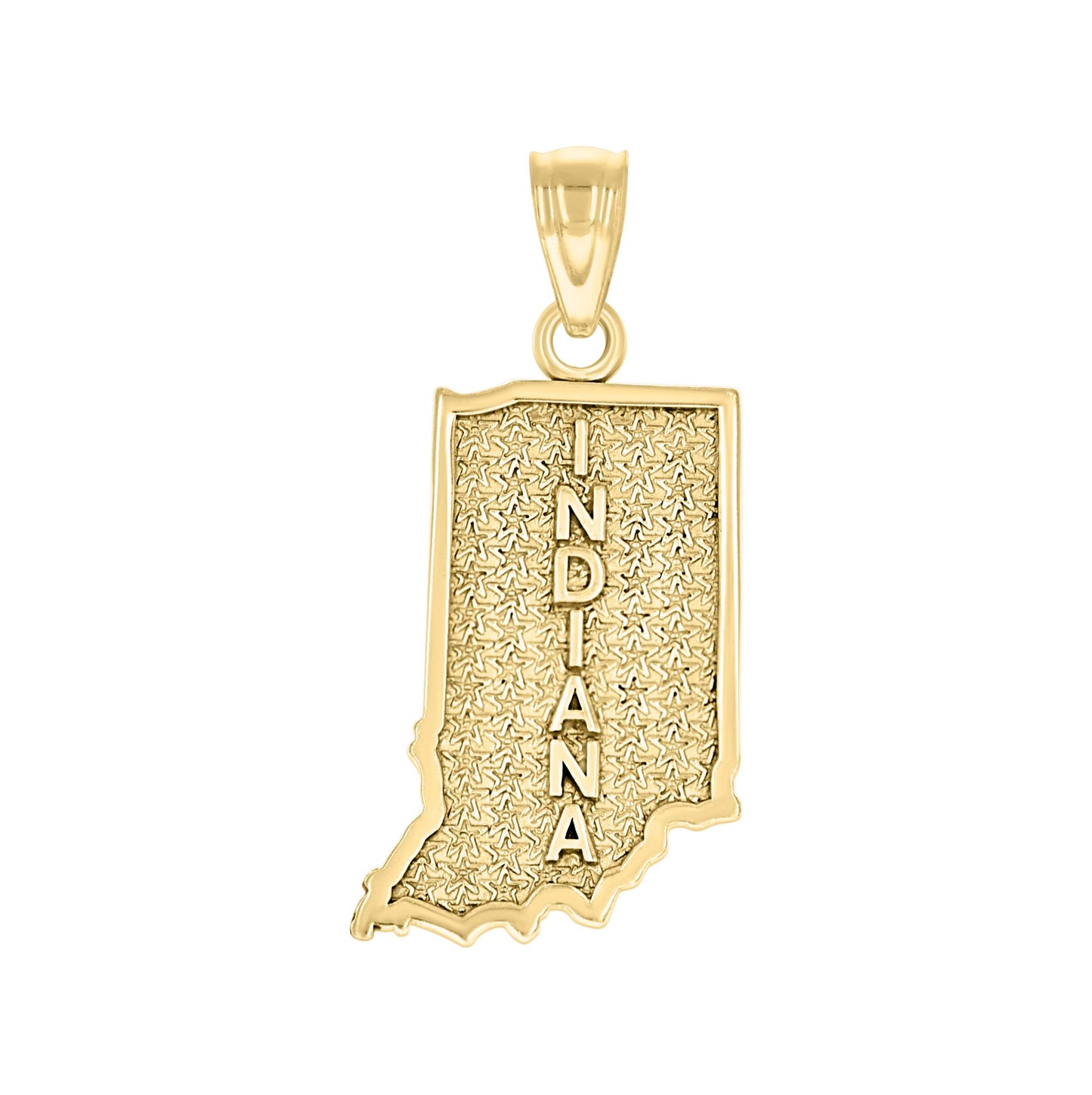 10K Yellow Gold Textured State Map Charm Pendant