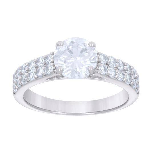 Sterling Silver Womens 2.70ct Moissanite Fashion Bridal Anniversary Wedding Engagement Band Ring