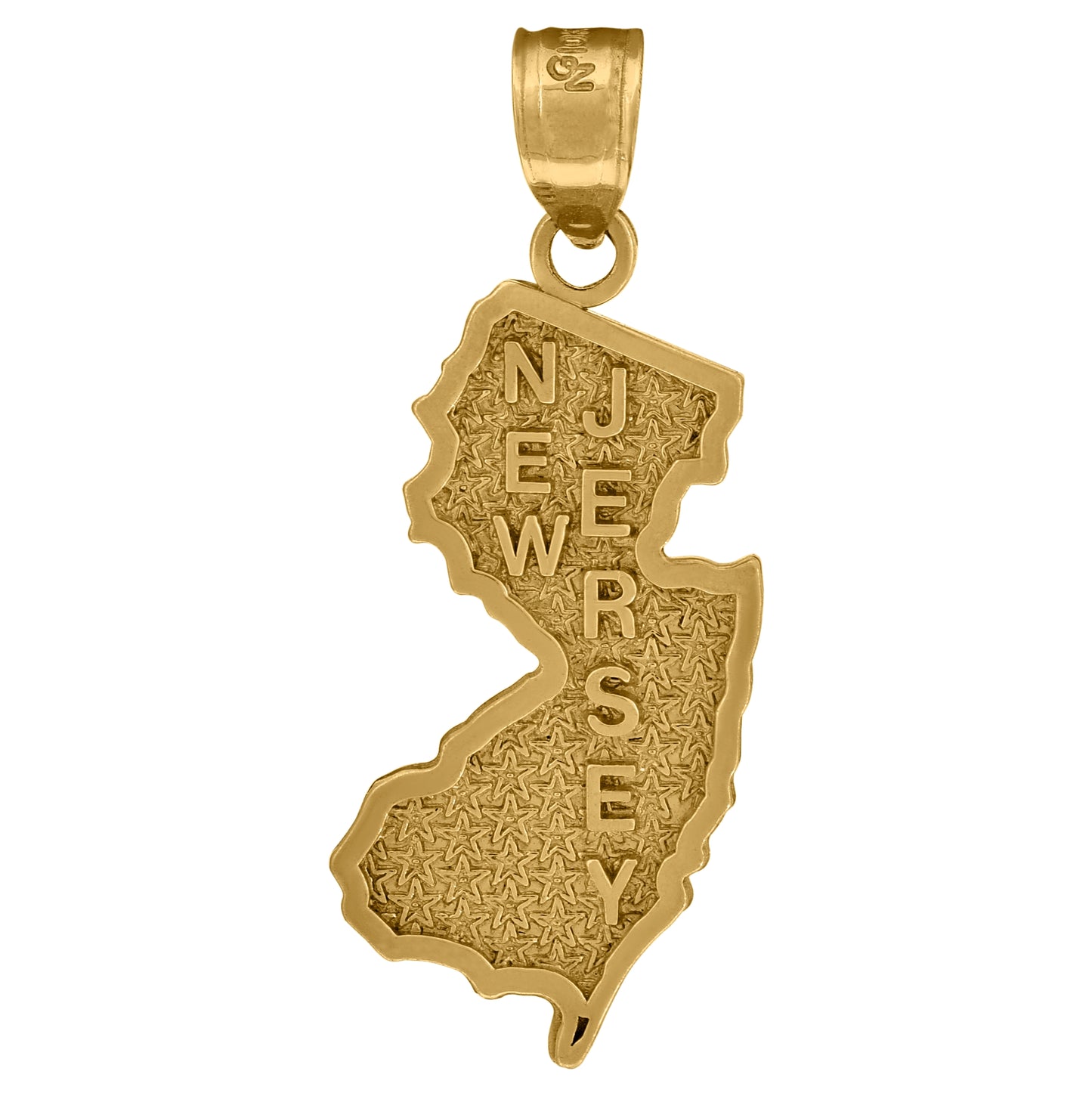 10K Yellow Gold Textured State Map Charm Pendant