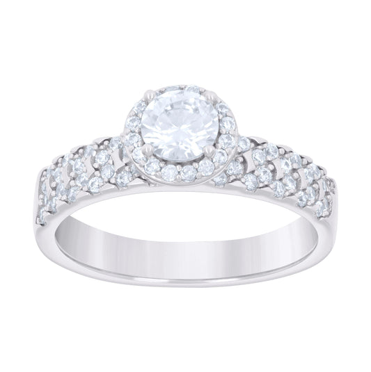 Sterling Silver Womens 0.75ct Moissanite Fashion Bridal Anniversary Wedding Engagement Band Ring