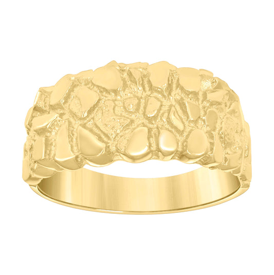 14K Yellow Gold Mens Nugget Fashion Ring