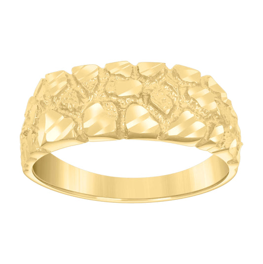 14K Yellow Gold Mens Nugget Fashion Ring