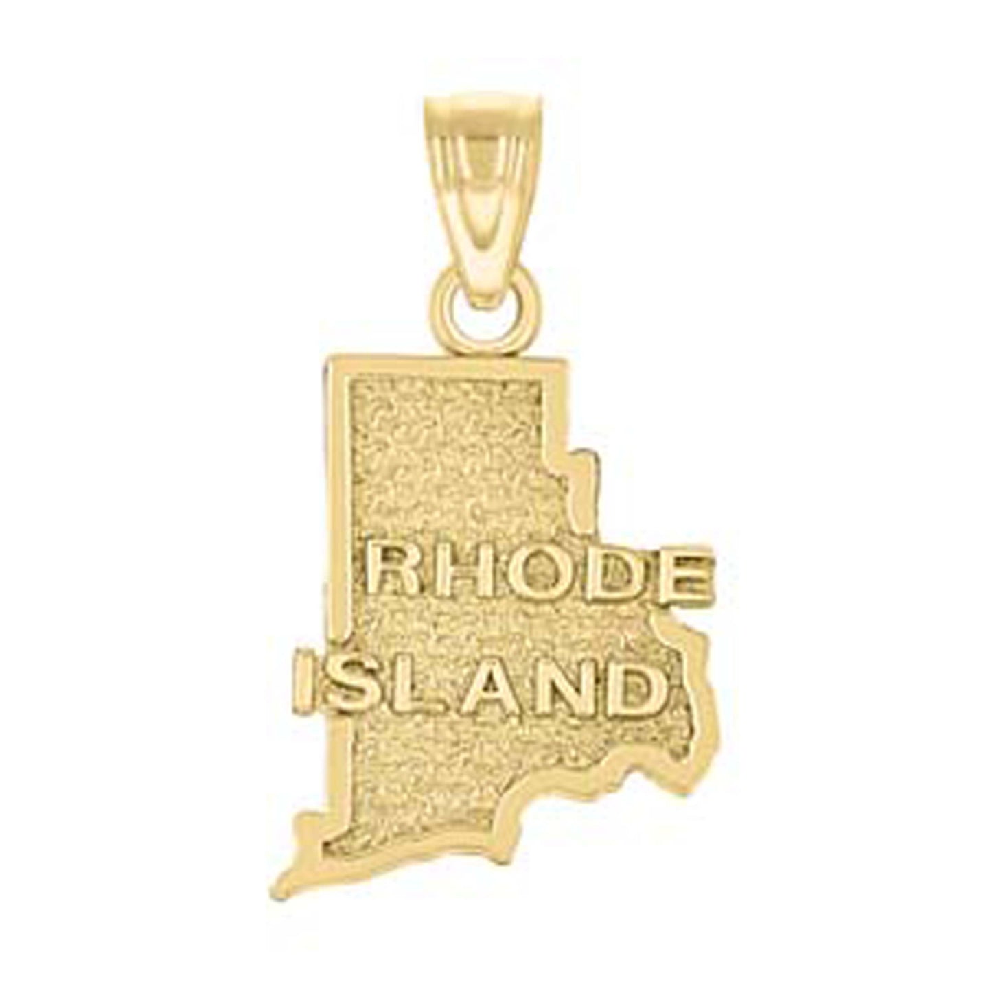 10K Yellow Gold Textured State Map Charm Pendant