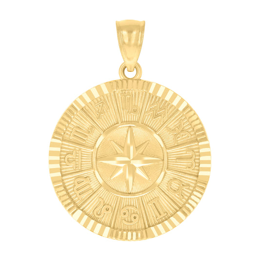 14K Yellow Gold Mens Zodiac Signs Charm Pendant