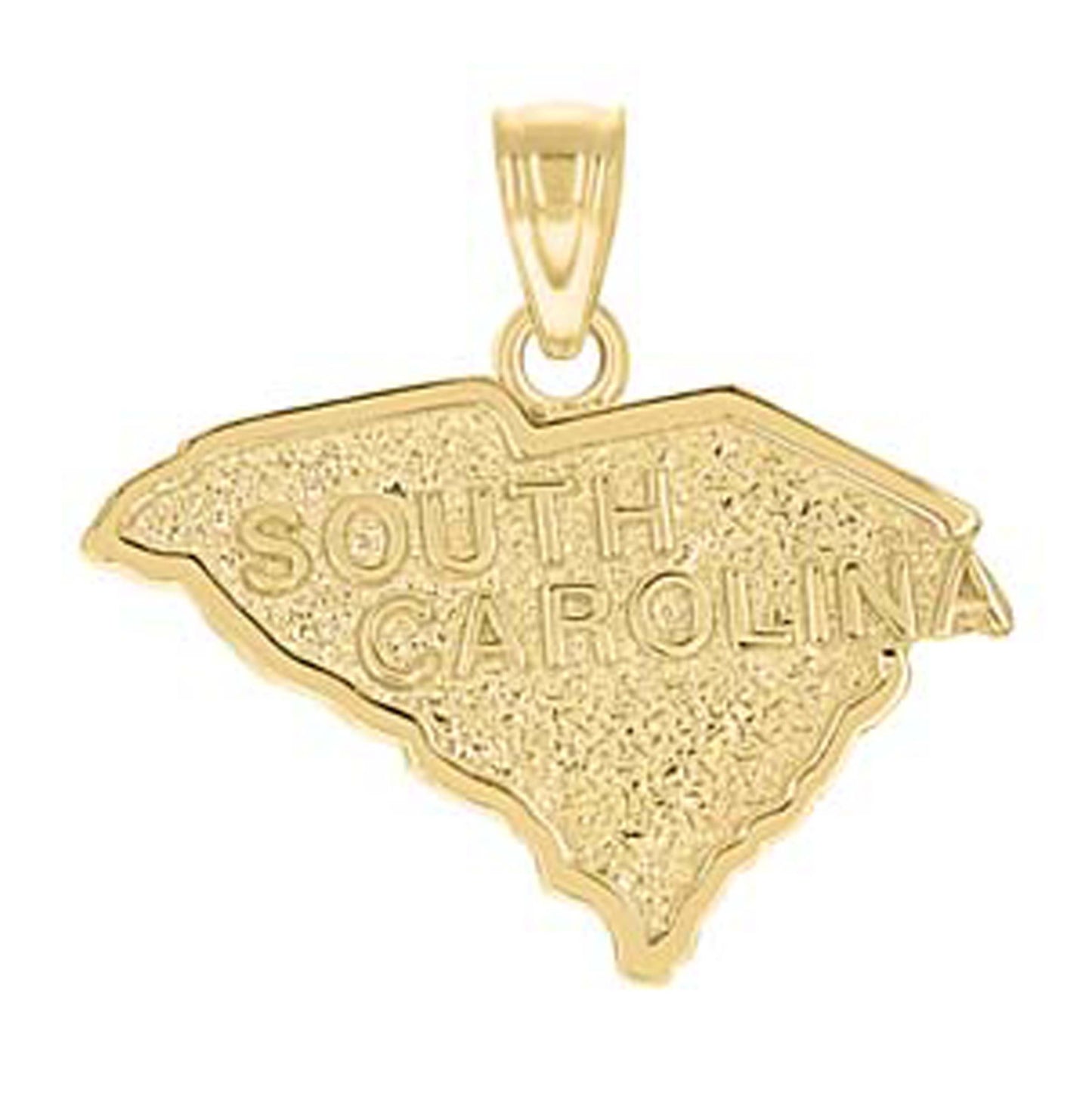 10K Yellow Gold Textured State Map Charm Pendant