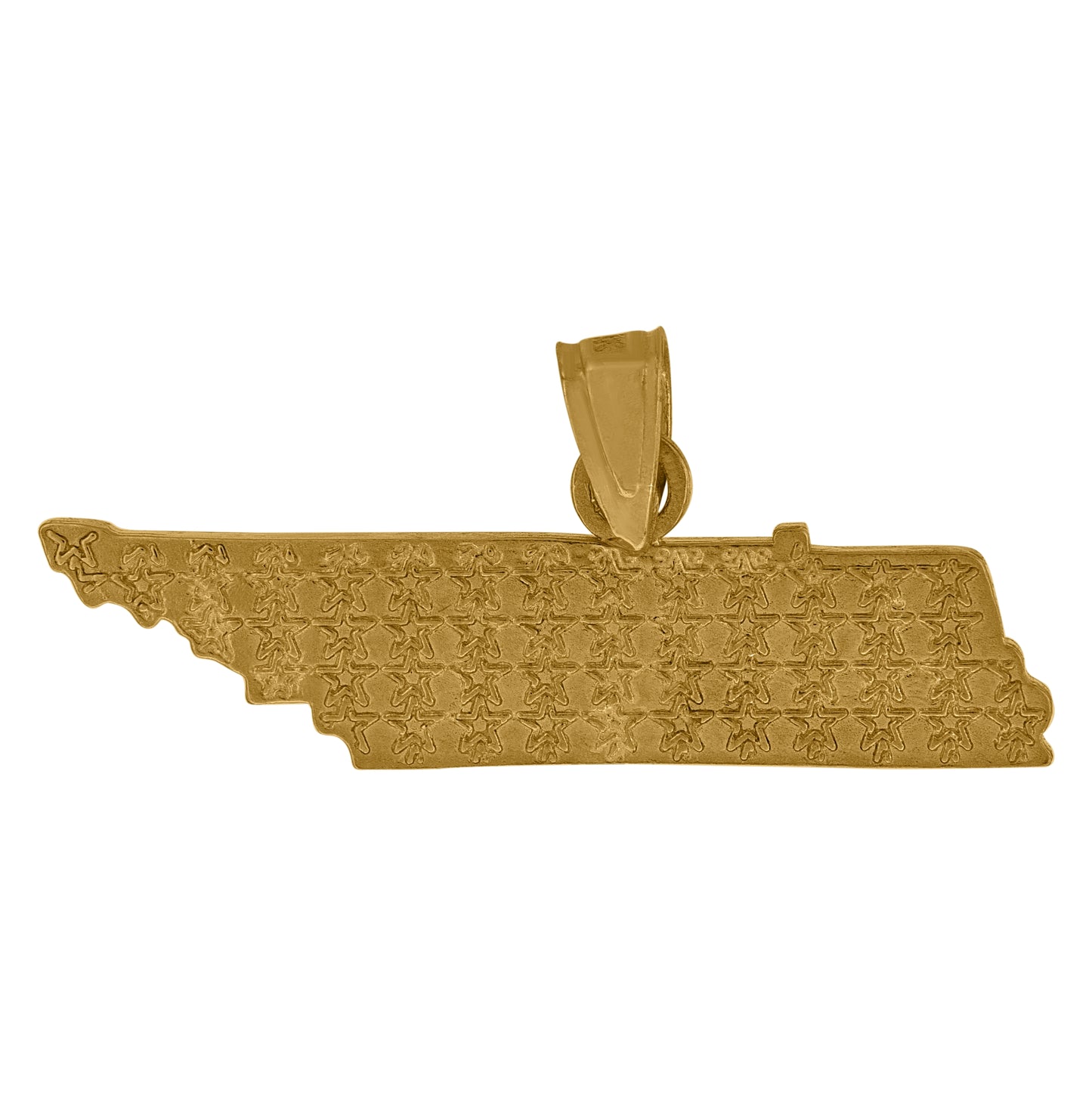 10K Yellow Gold Textured State Map Charm Pendant