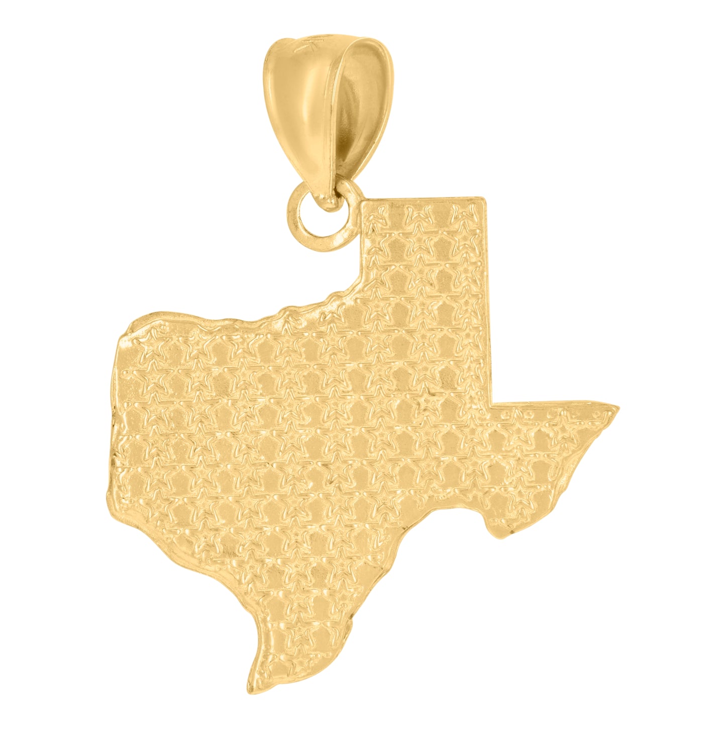 10K Yellow Gold Textured State Map Charm Pendant