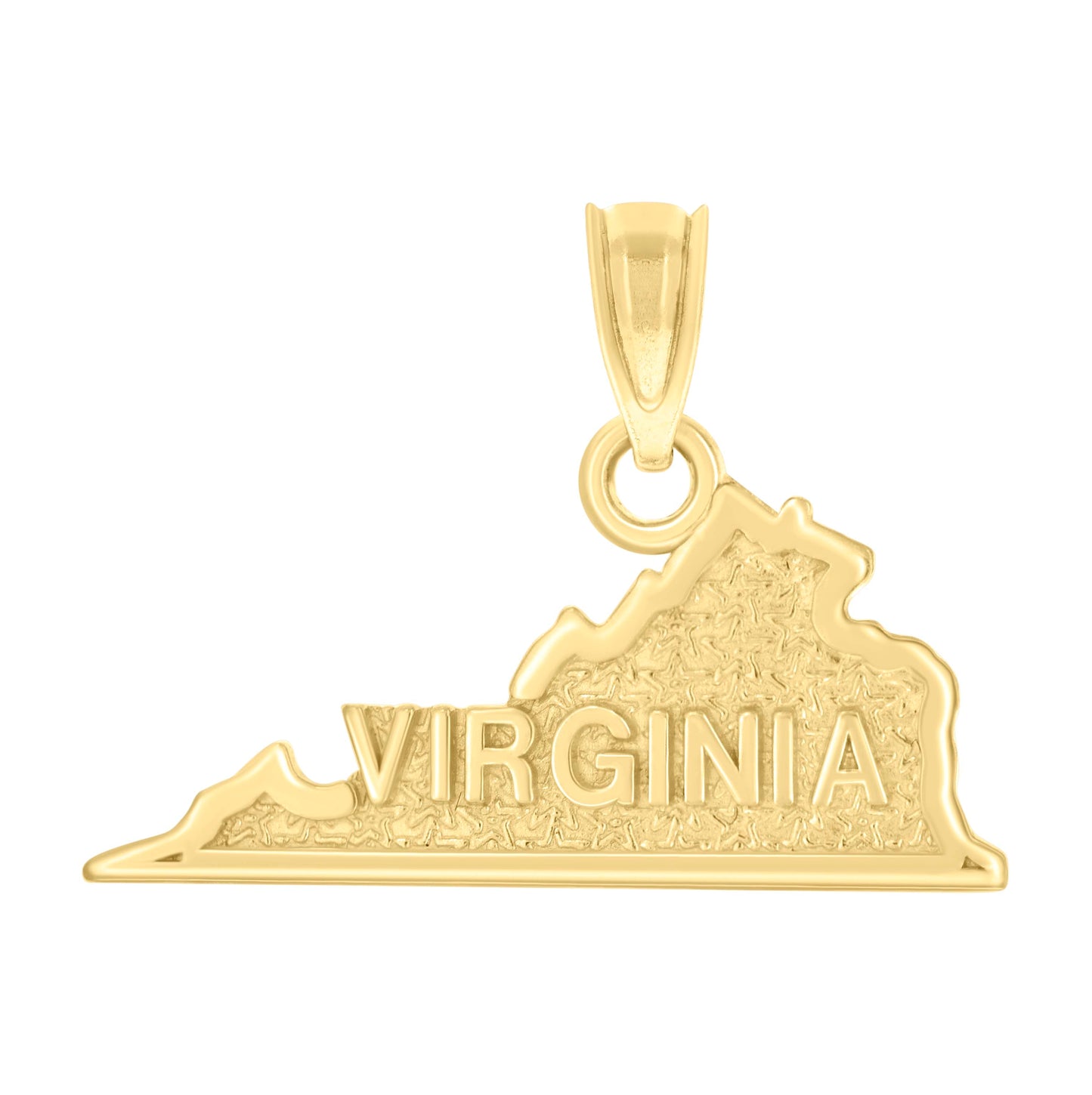 10K Yellow Gold Textured State Map Charm Pendant