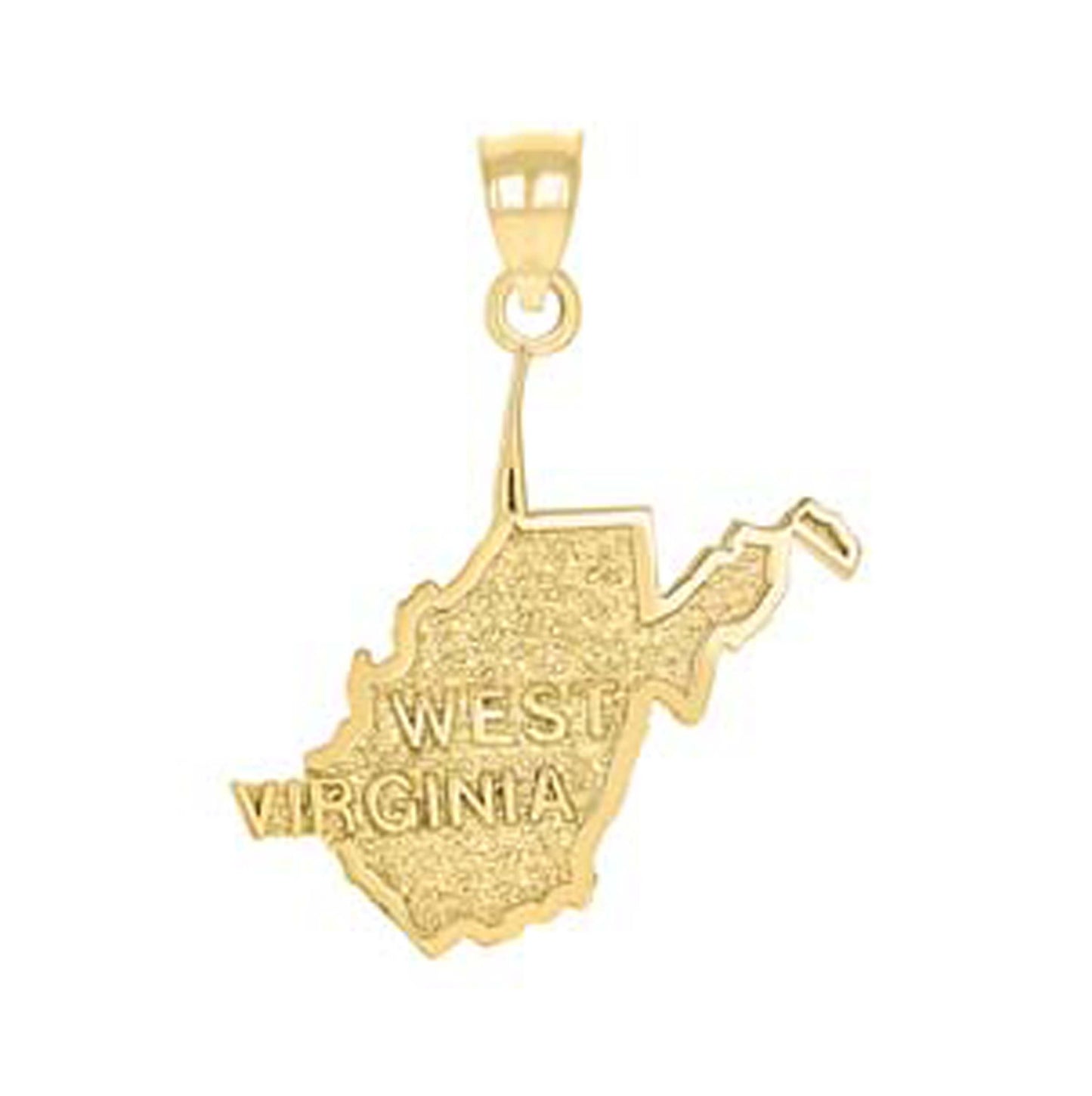 10K Yellow Gold Textured State Map Charm Pendant
