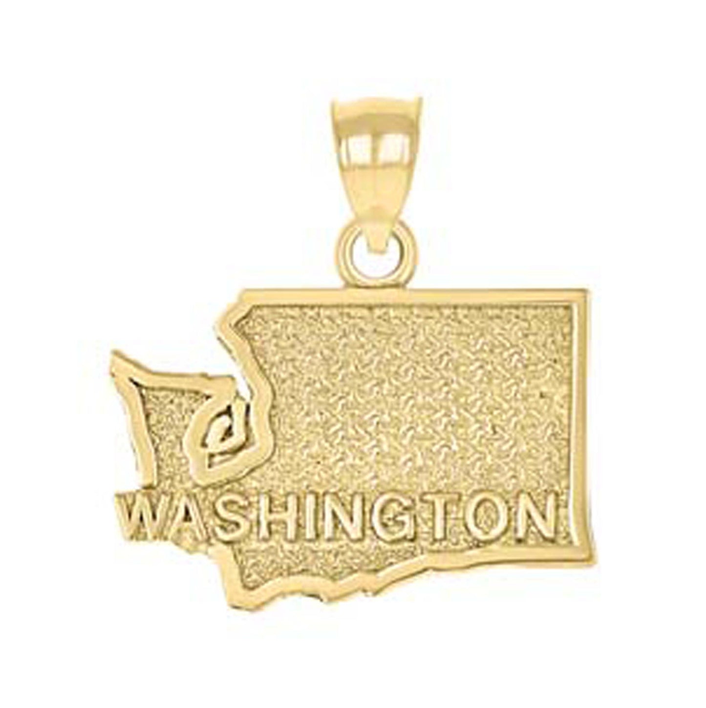 10K Yellow Gold Textured State Map Charm Pendant