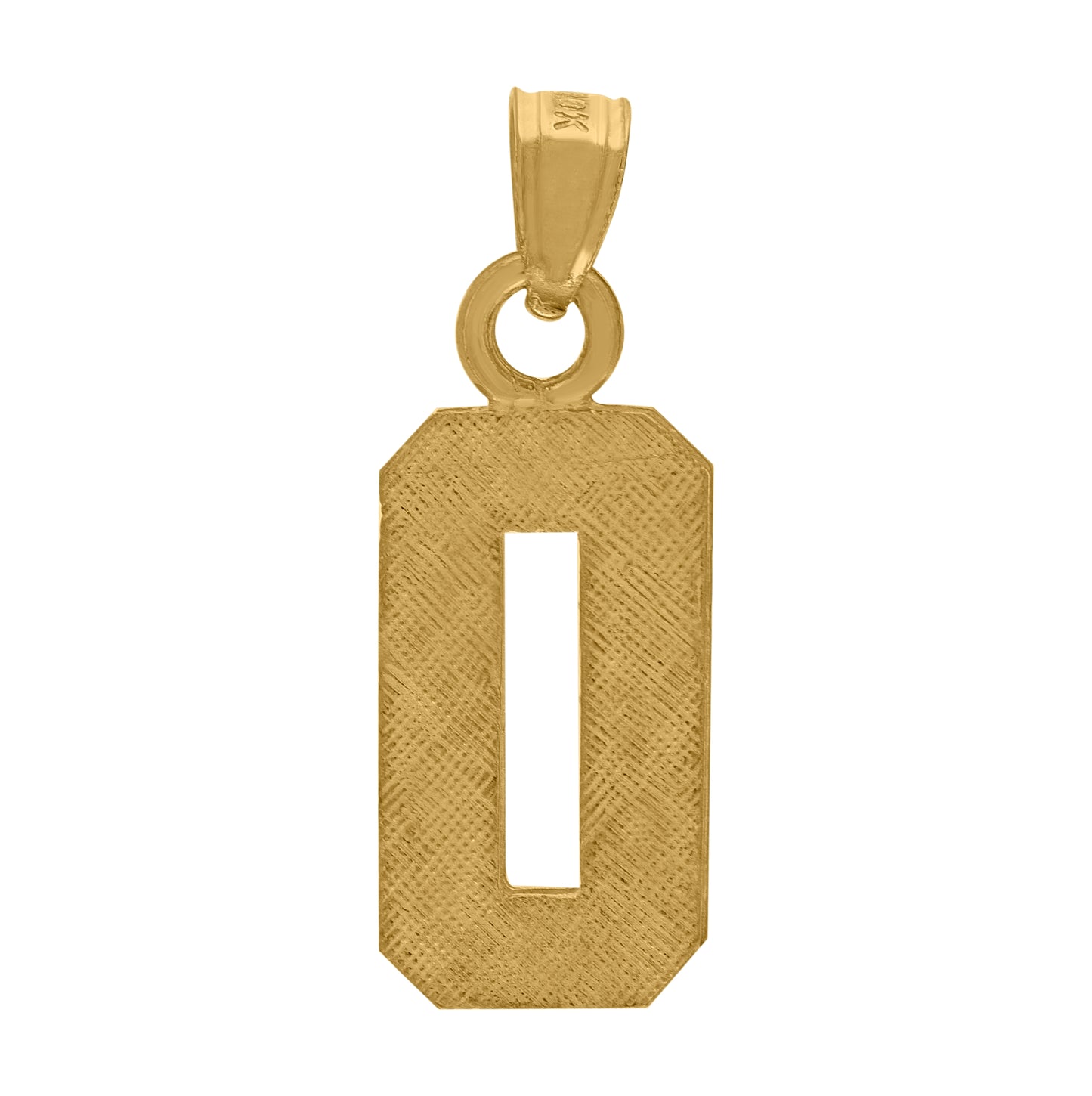 10K Yellow Gold Unisex Textured Number Charm Pendant