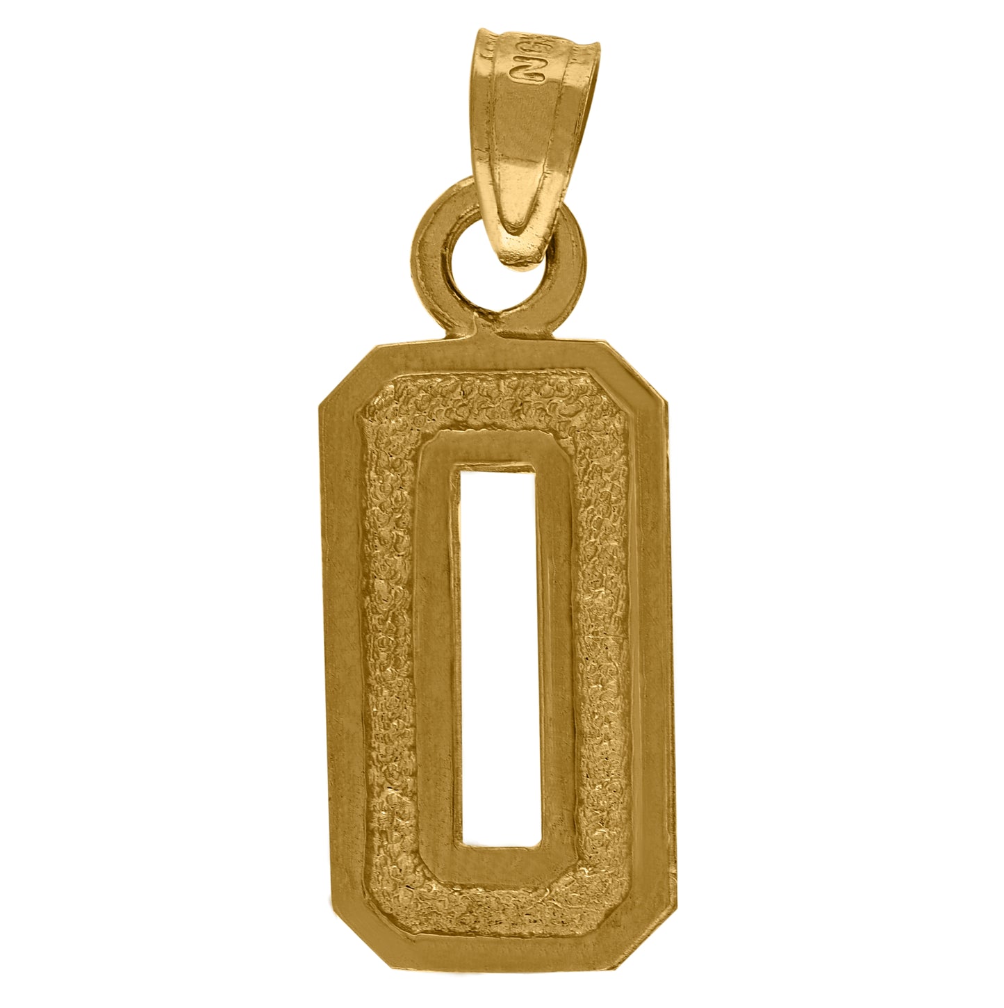 10K Yellow Gold Unisex Textured Number Charm Pendant