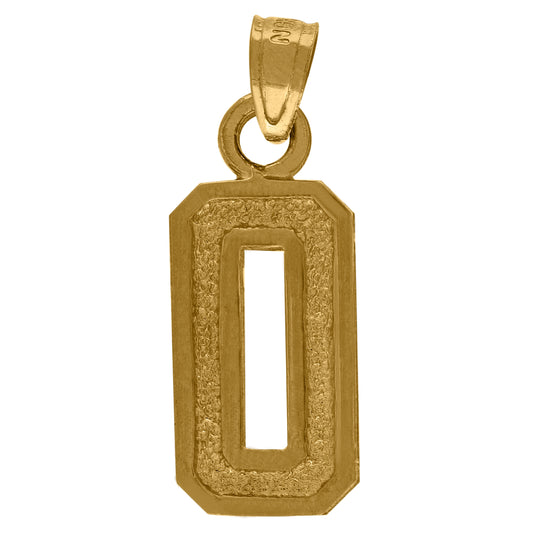 10K Yellow Gold Unisex Textured Number Charm Pendant
