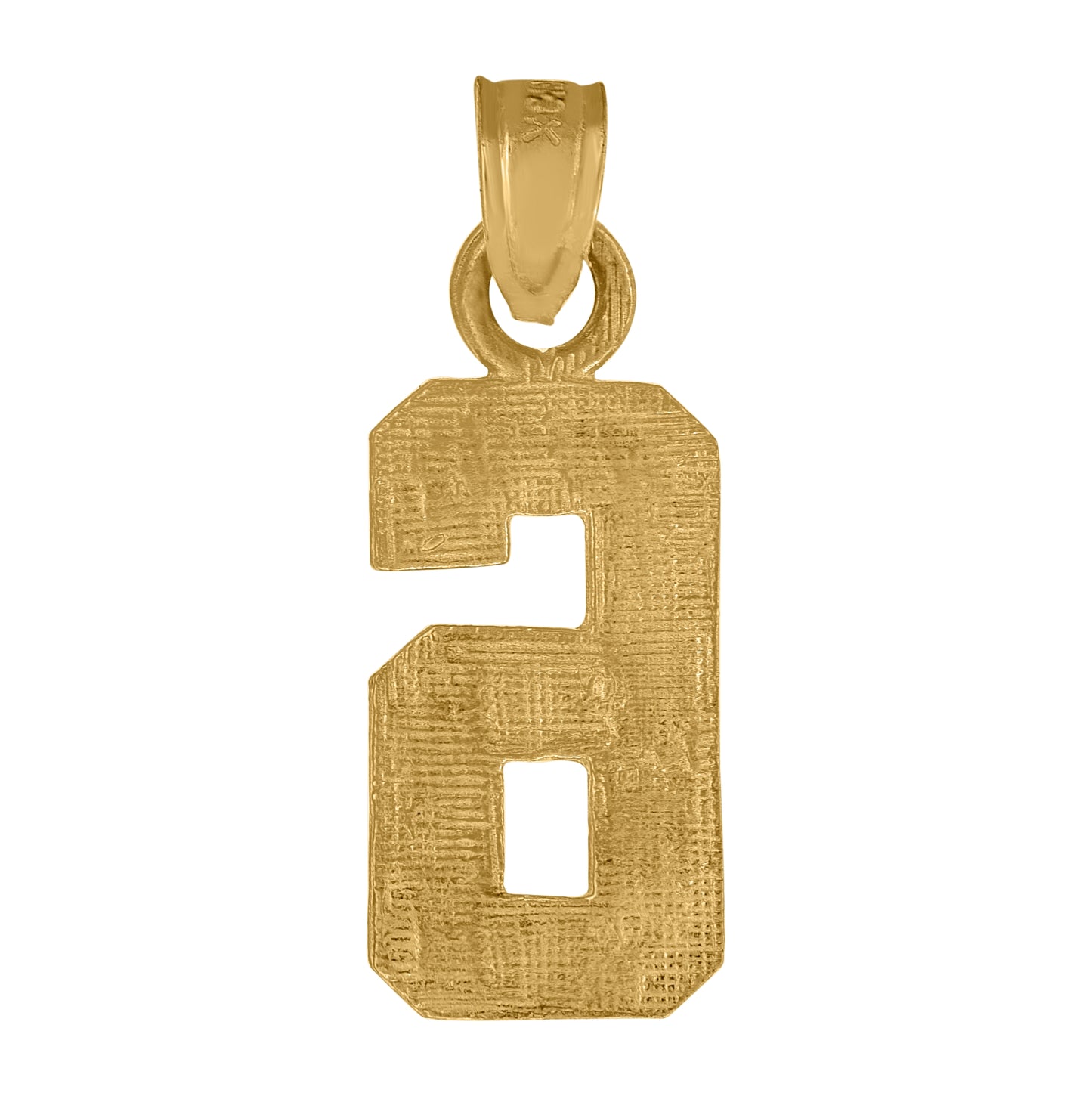 10K Yellow Gold Unisex Textured Number Charm Pendant