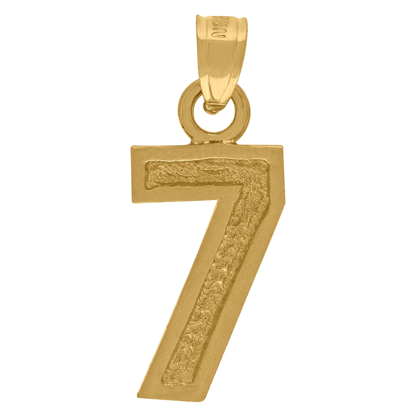 10K Yellow Gold Unisex Textured Number Charm Pendant