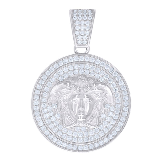 Sterling Silver Mens 1.99ct Moissanite Medusa Egyptian Charm Pendant