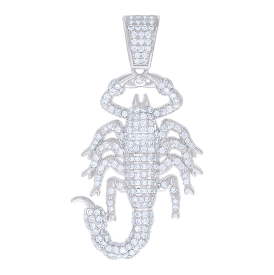 Sterling Silver Mens 1.85ct Moissanite Scorpio Zodiac Sign/Wildlife Charm Pendant