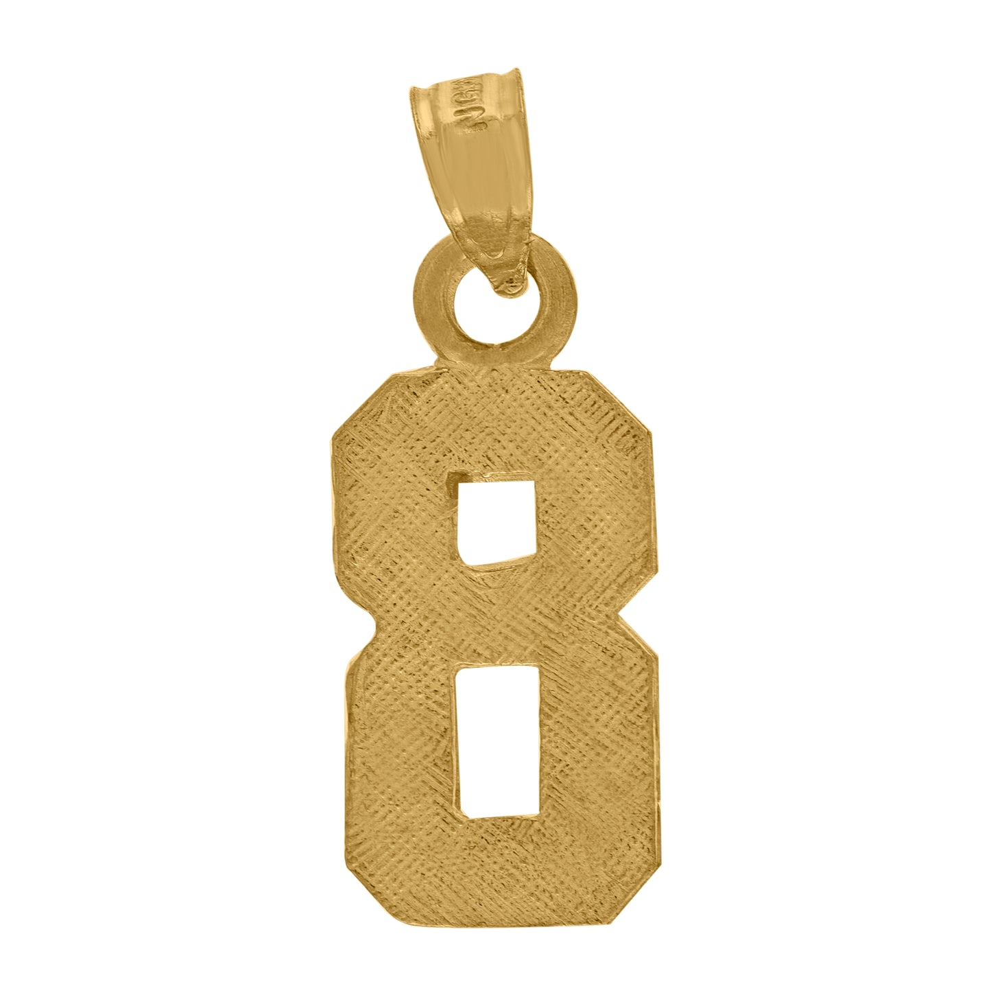 10K Yellow Gold Unisex Textured Number Charm Pendant