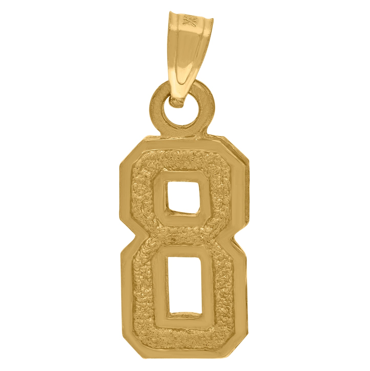 10K Yellow Gold Unisex Textured Number Charm Pendant