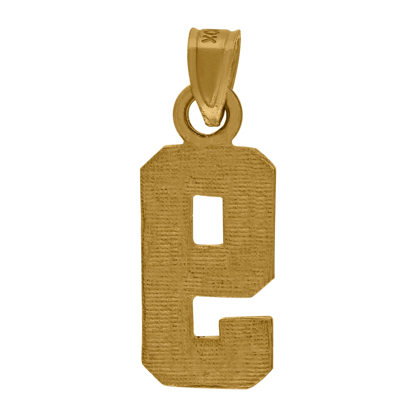 10K Yellow Gold Unisex Textured Number Charm Pendant