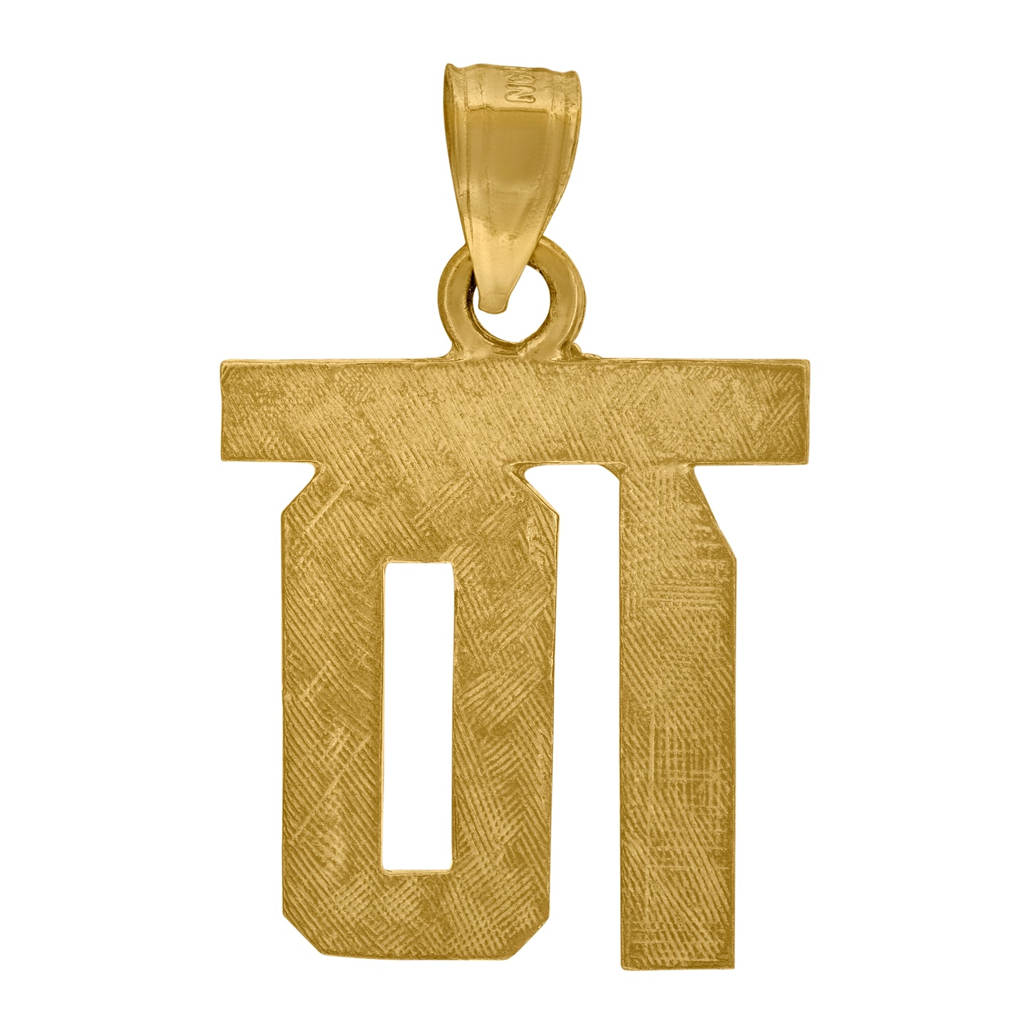 10K Yellow Gold Unisex Textured Number Charm Pendant
