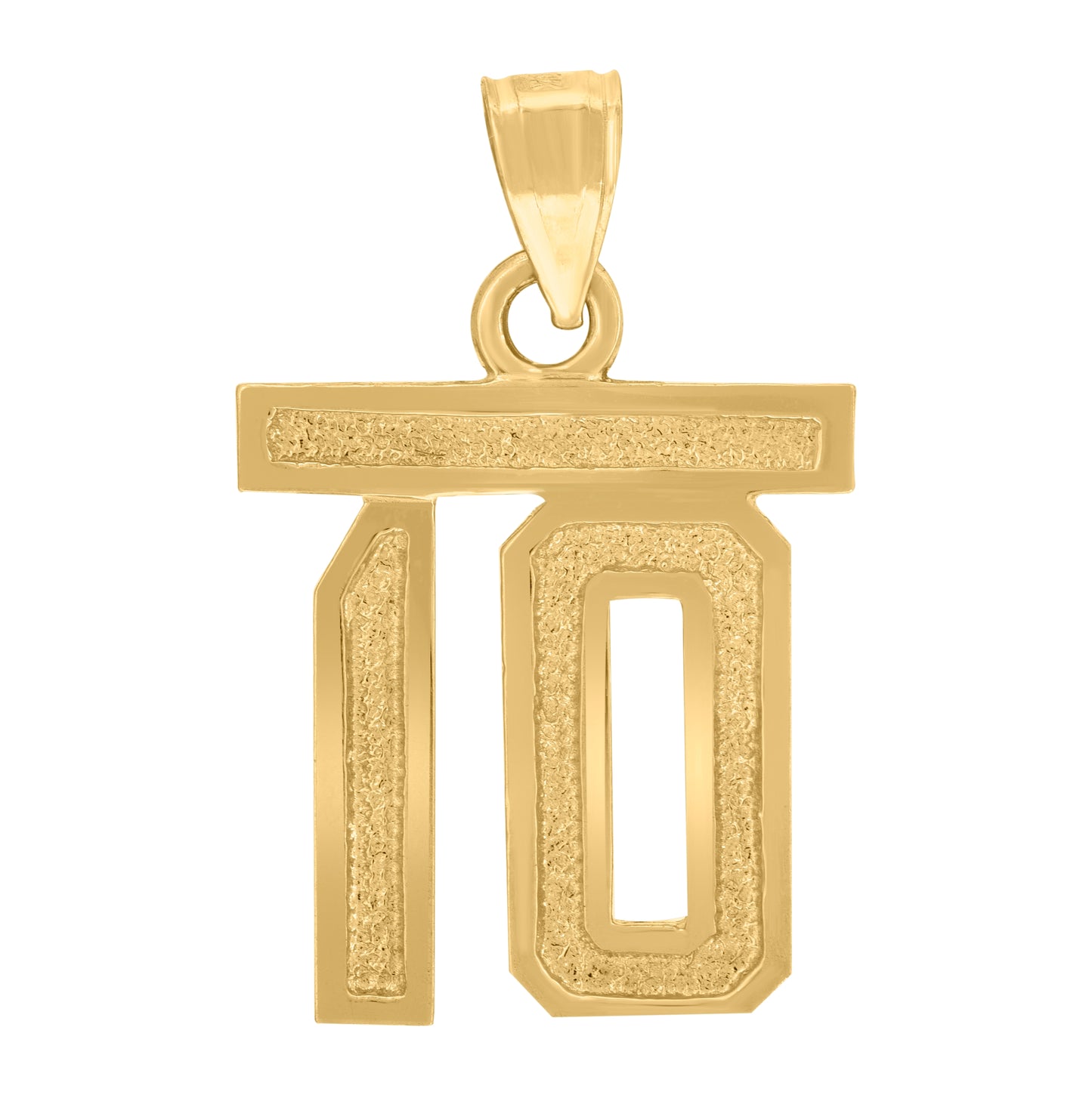 10K Yellow Gold Unisex Textured Number Charm Pendant