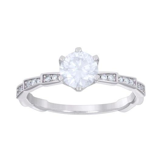 Sterling Silver Womens 1.27ct Moissanite Fashion Bridal Anniversary Engagement Wedding Ring