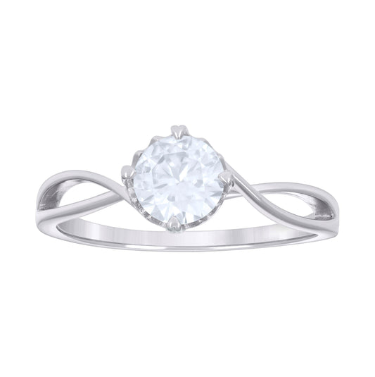 Sterling Silver Womens 1.00ct Moissanite Fashion Bridal Anniversary Engagement Wedding Ring