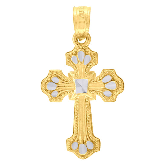 10K Two-Tone Gold Womens Mens Unisex Cross Religious Charm Pendant