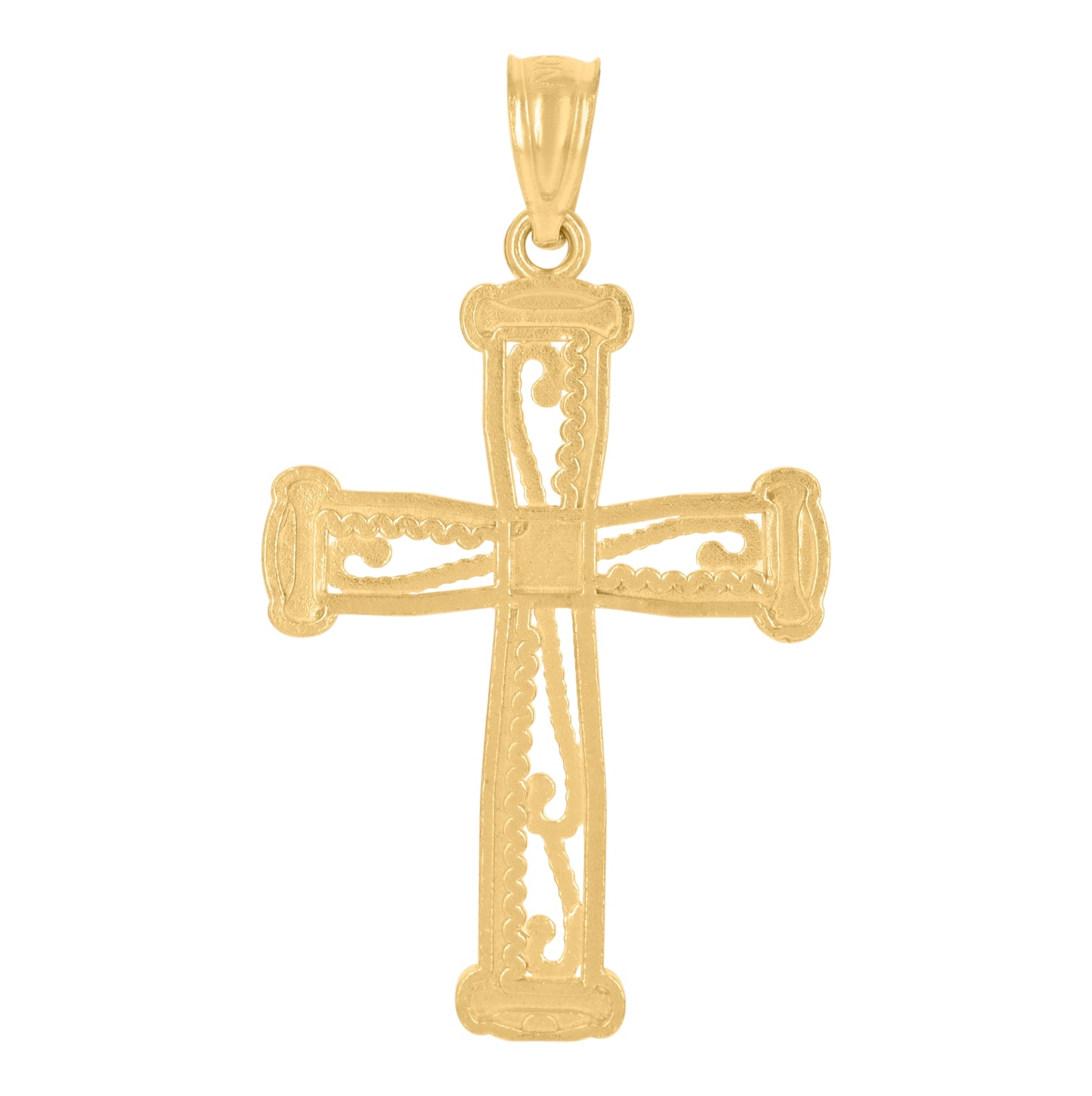 10K Two-Tone Gold Womens Mens Unisex Cross Religious Pendant