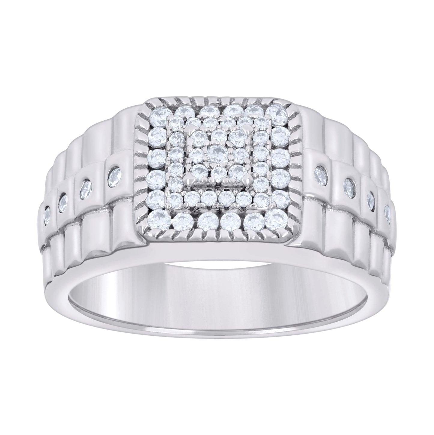 Sterling Silver Men's Cubic-Zirconia Fashion Bridal Anniversary Wedding Engagement Band Ring