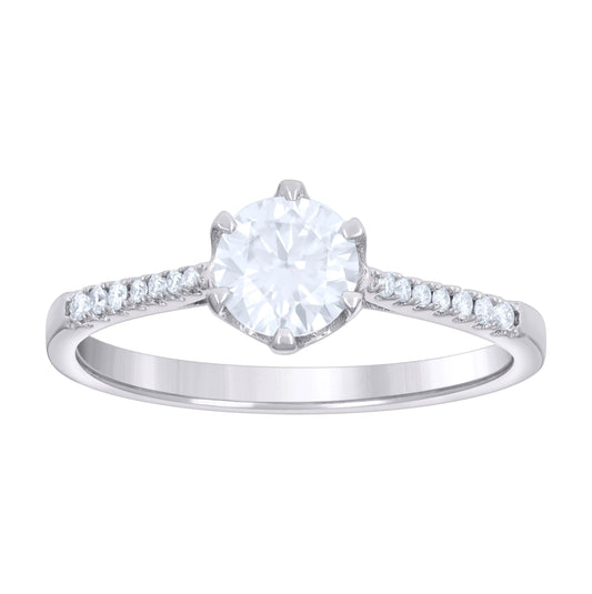 Sterling Silver Womens 1.04ct Moissanite Fashion Bridal Anniversary Engagement Wedding Ring