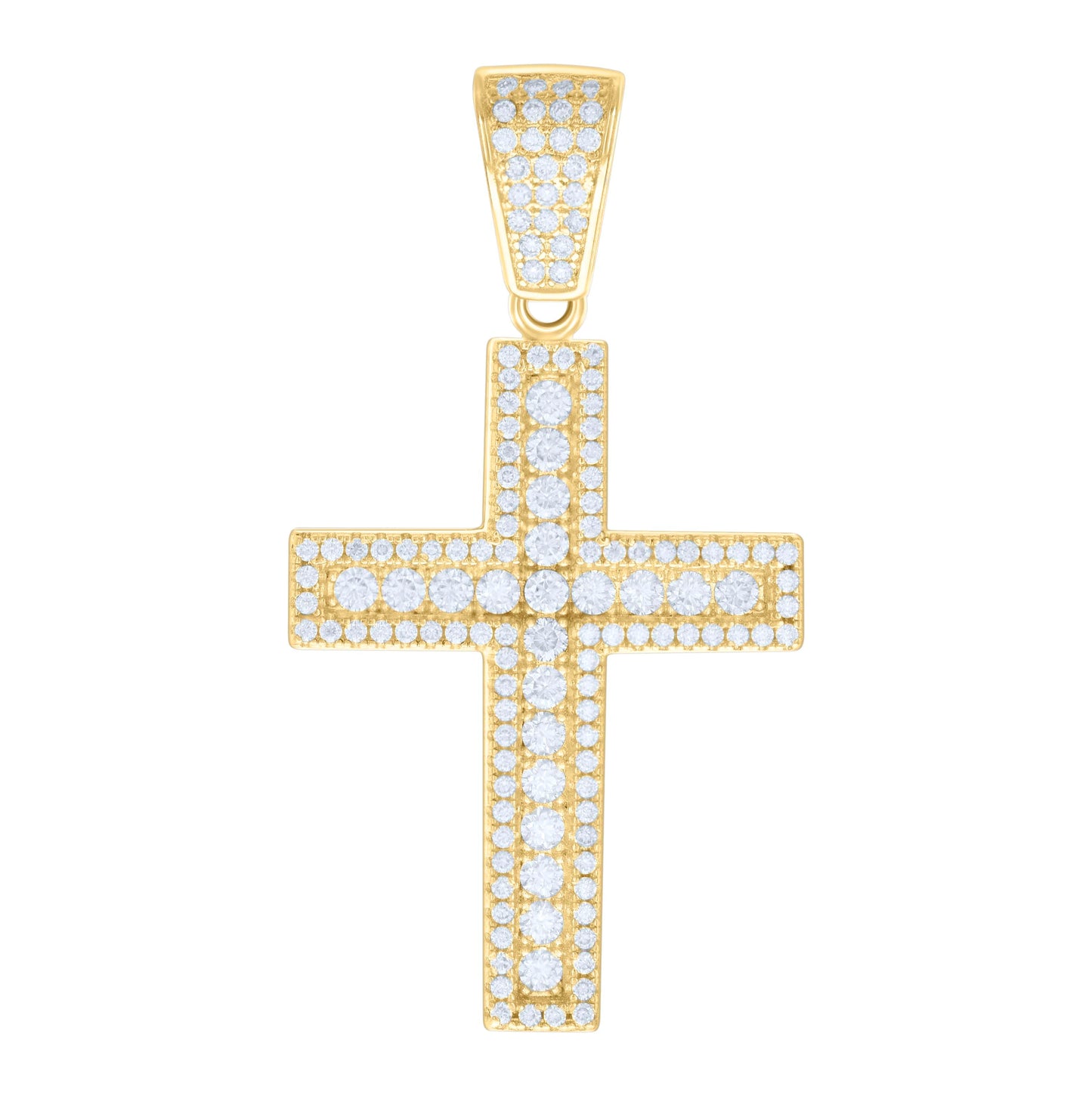 Sterling Silver Mens 1.85ct Moissanite Cross Religious Charm Pendant