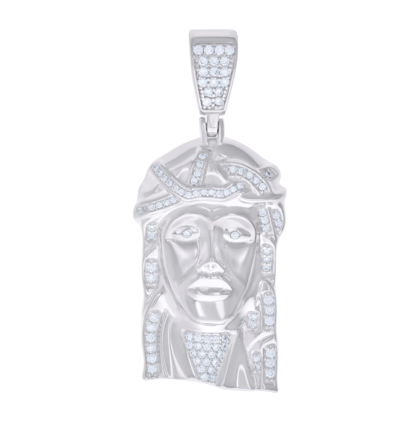 Sterling Silver Mens 1.12 Cttw Moissanite Jesus Religious Charm Pendant