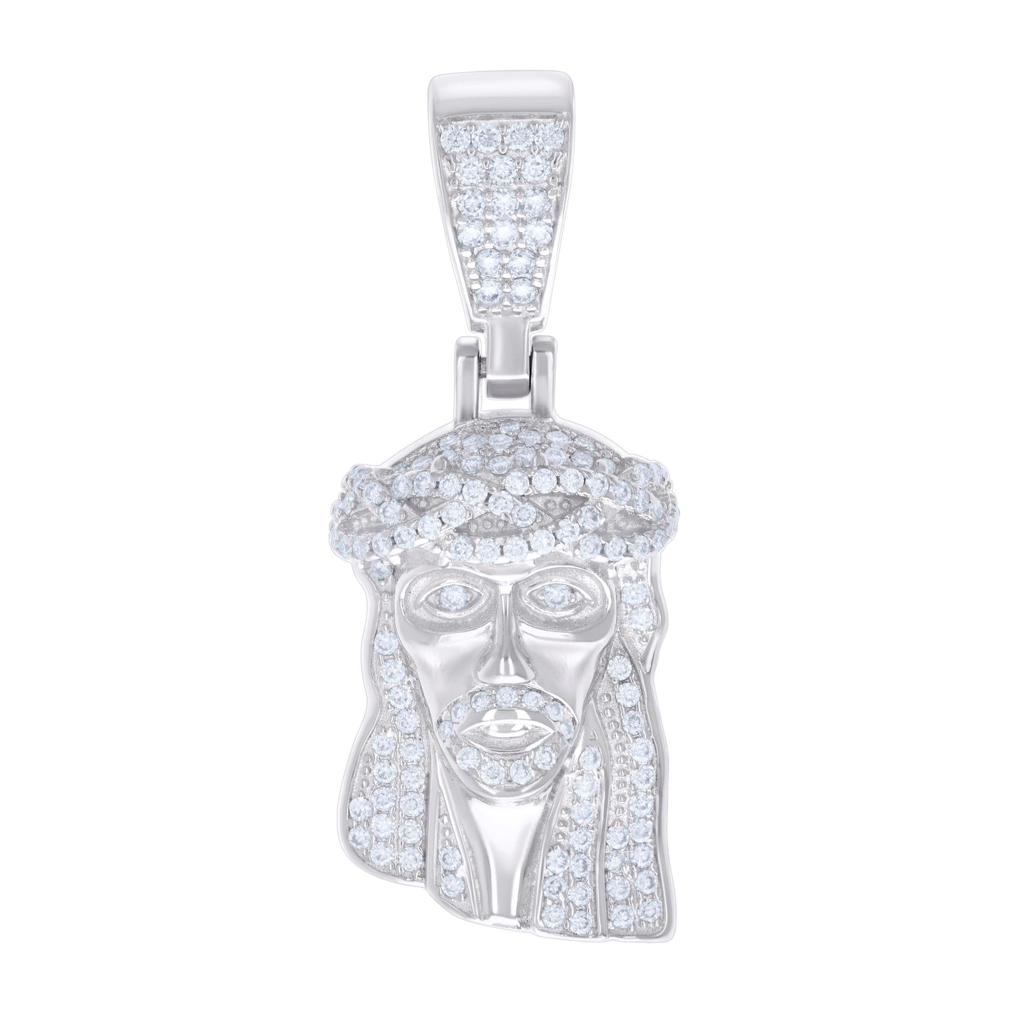 Sterling Silver Mens 0.81 Cttw Moissanite Jesus Religious Charm Pendant