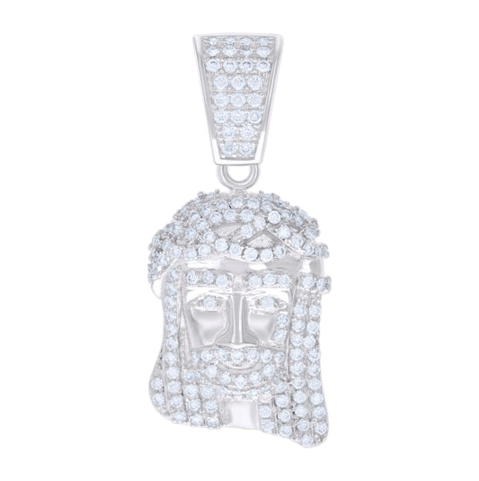 Sterling Silver Mens 0.66 Cttw Moissanite Jesus Religious Charm Pendant