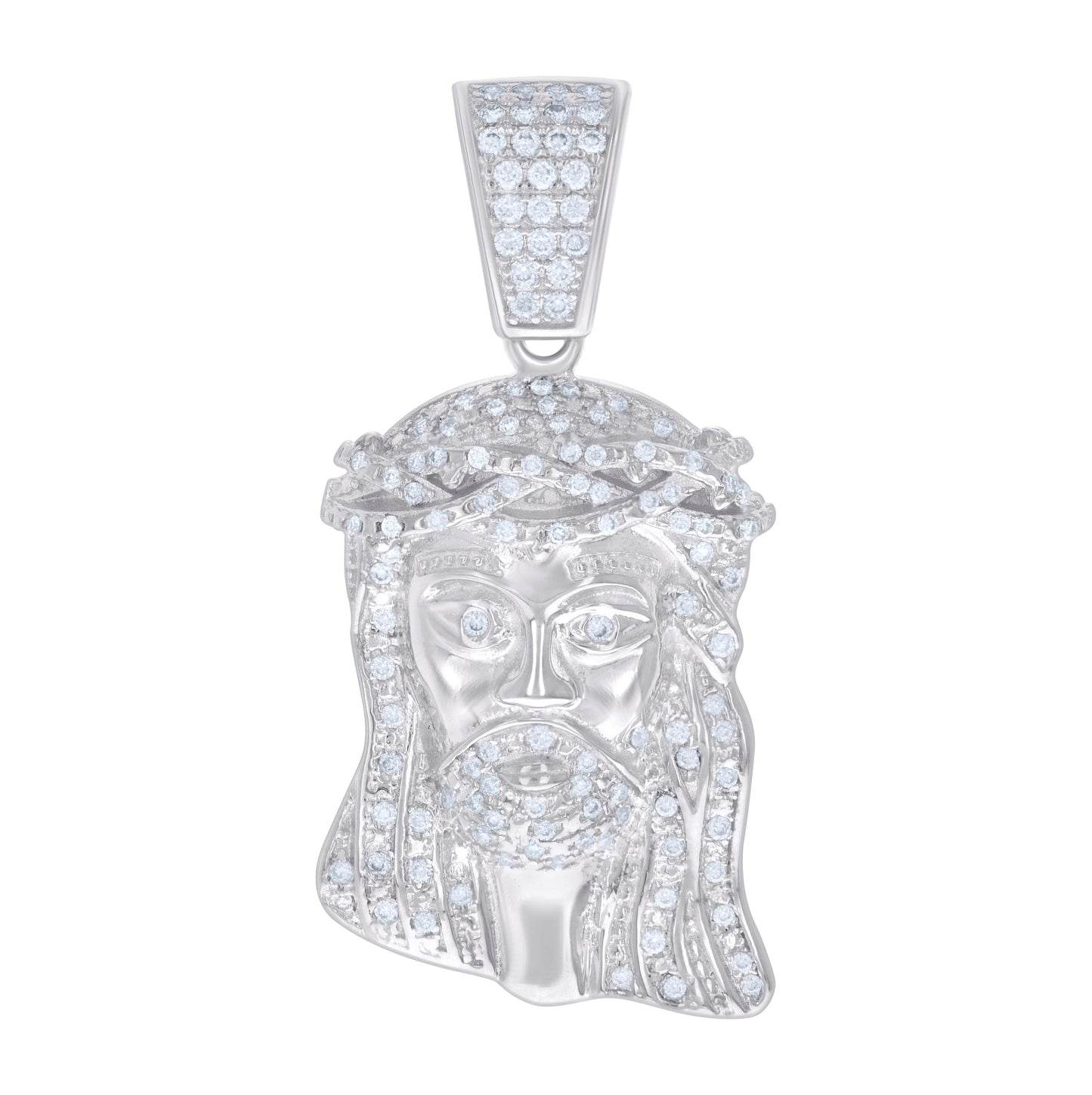 Sterling Silver Mens 0.64 Cttw Moissanite Jesus Religious Charm Pendant