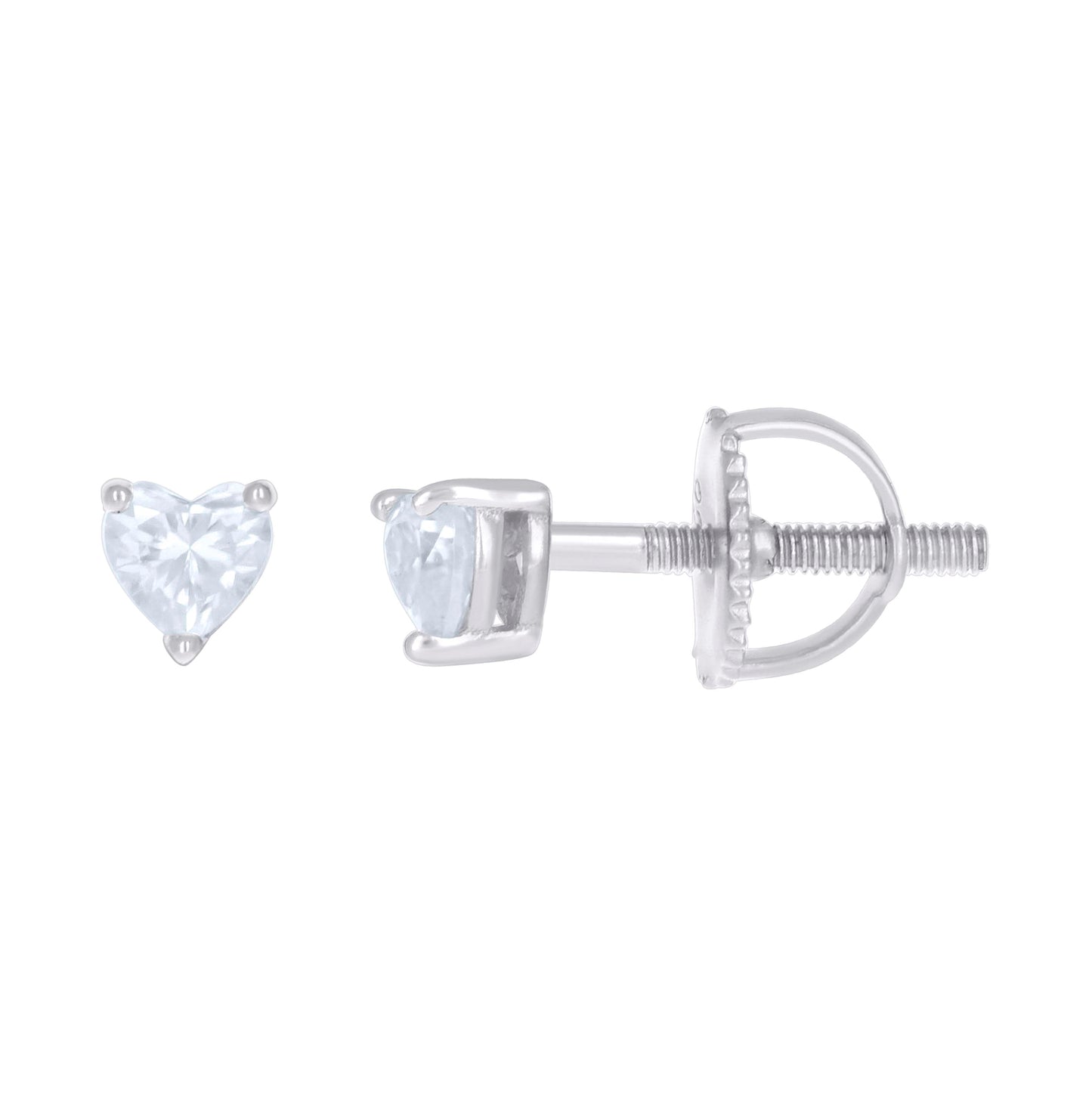 Sterling Silver Womens Heart Cubic-Zirconia Heart Stud Earrings