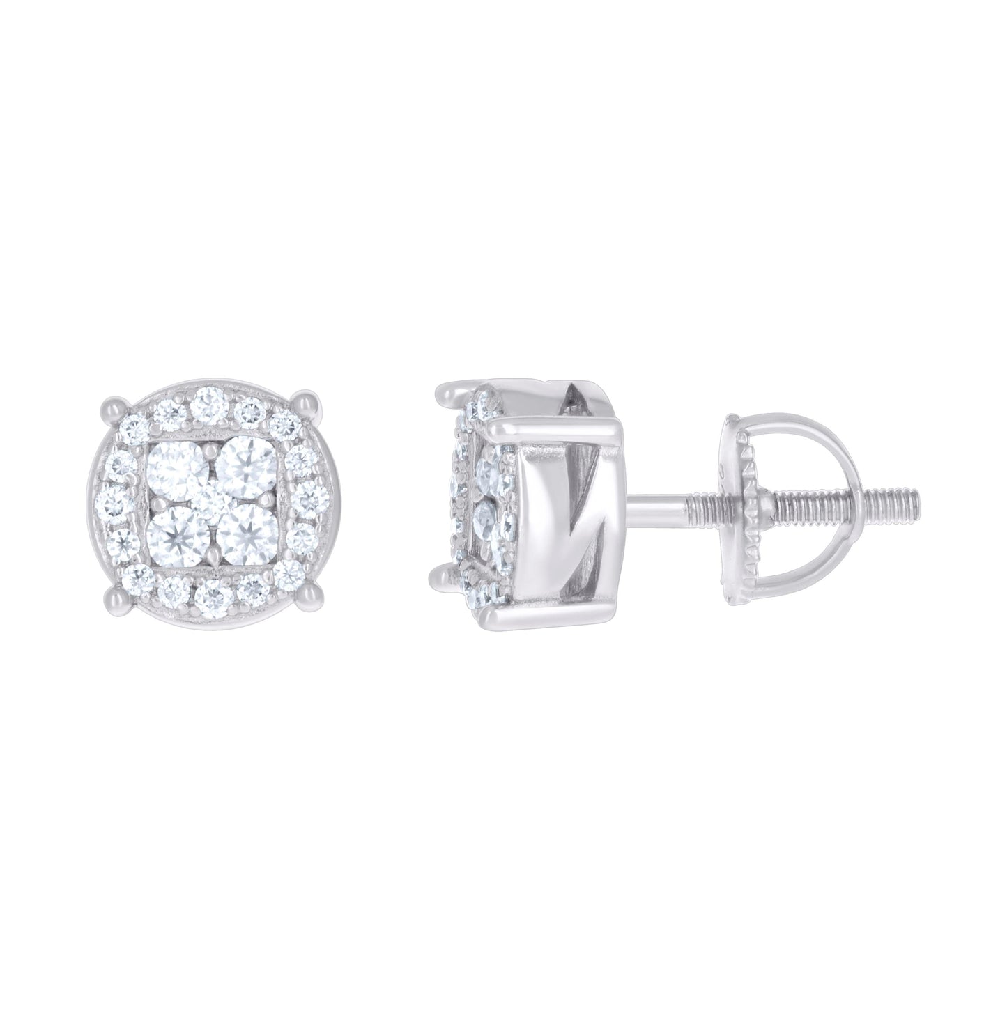 Sterling Silver Womens Cubic-Zirconia Fashion Stud Earrings